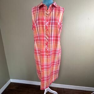 Talbots Dress Women 16 Plaid Sleeveless button